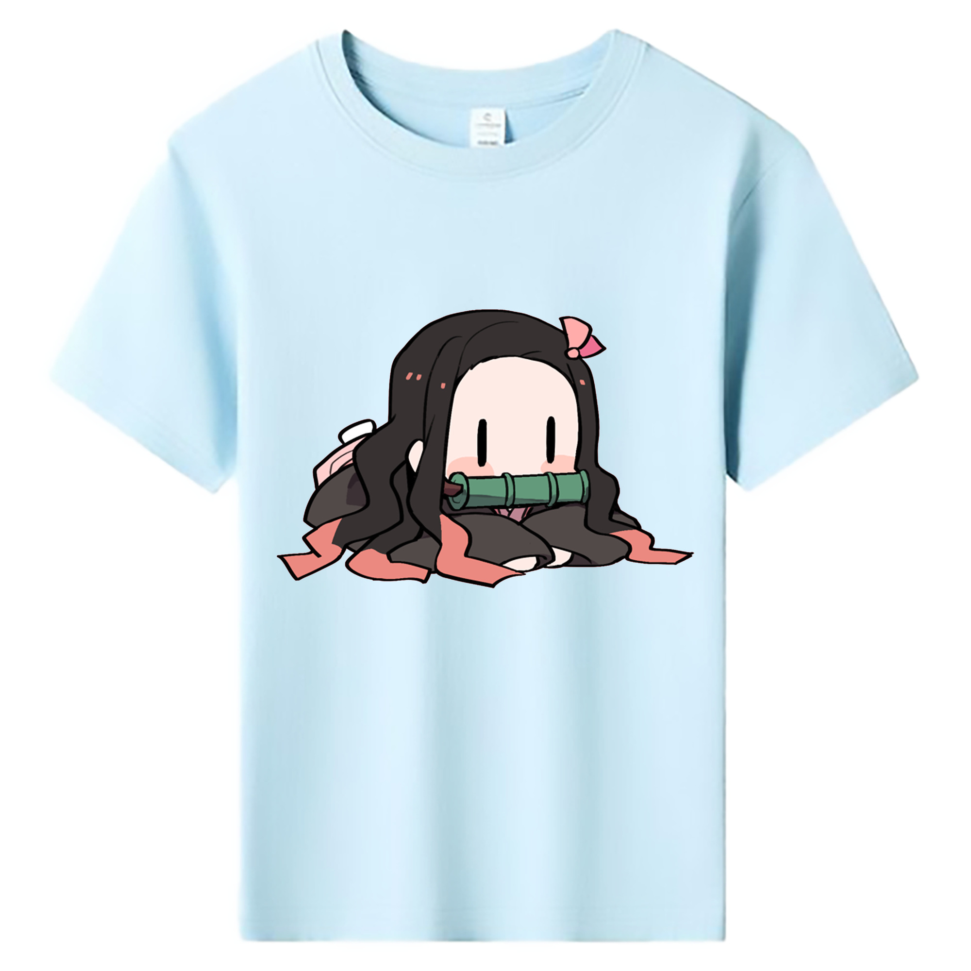 （画像用） 鬼滅の刃（きめつのやいば）竈門 禰󠄀豆子／かまど ねずこ Kamado Nezuko 綿100％キッズTシャツ（フロントプリント）